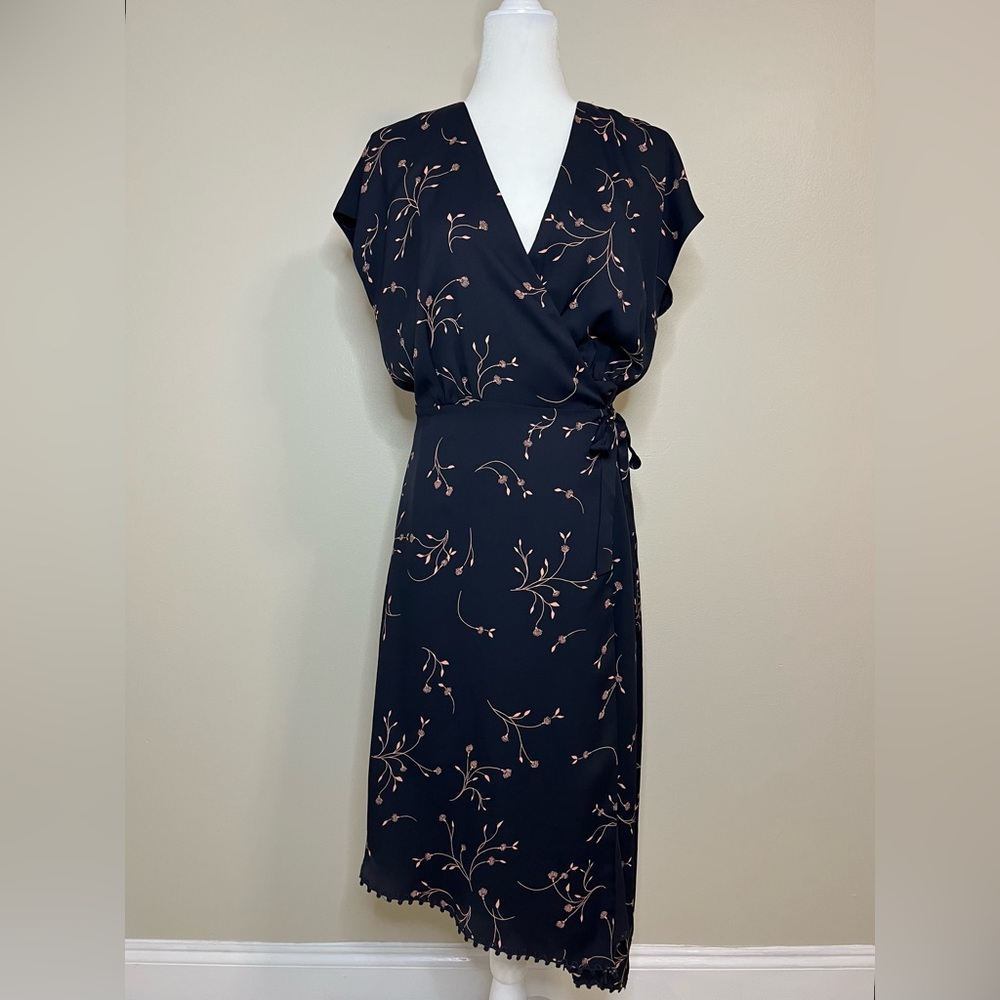 Joie Navy Floral Print Wrap Dress